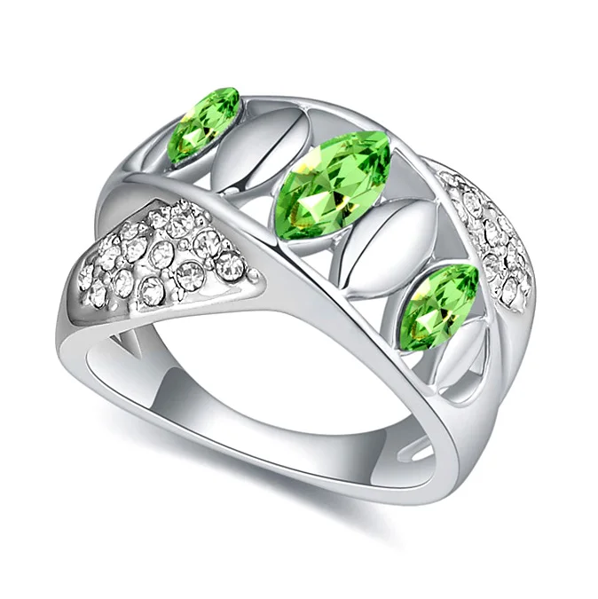

White Gold Color X Shape Design Rings New Crystals from Swarovski Cross Ring Wedding Jewelry Anel Feminino