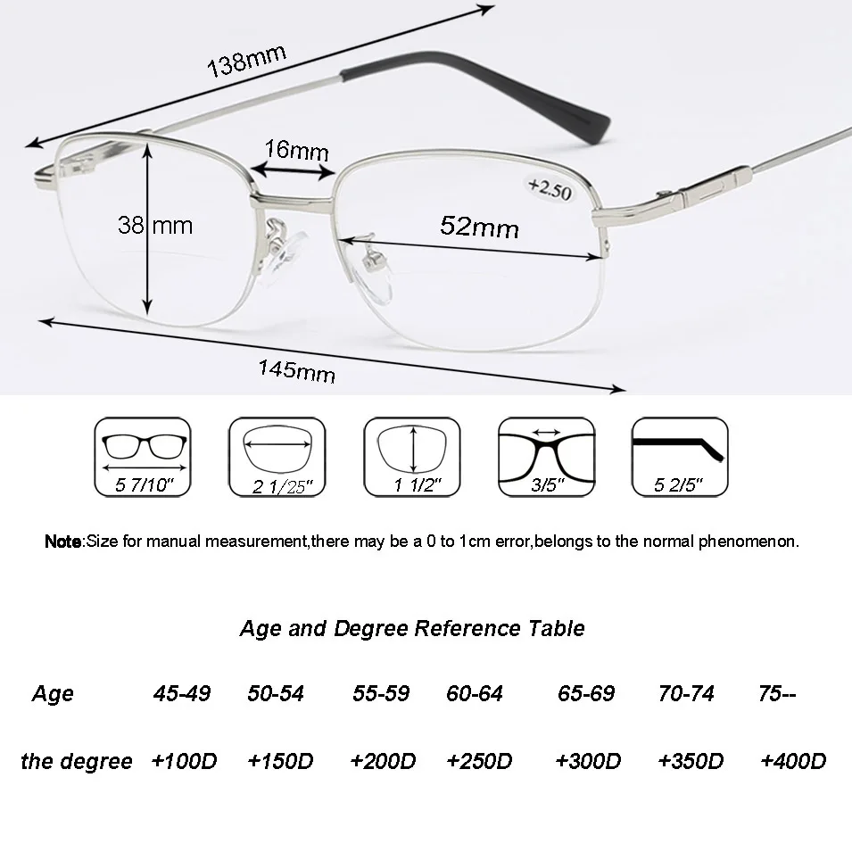 Бифокальные очки для чтения, легкая оправа для очков для мужчин и женщин, Чехол для очков для чтения, диоптрия дальнозоркости+ 1+ 1,5+ 2+ 2,5+ 3+ 3,5