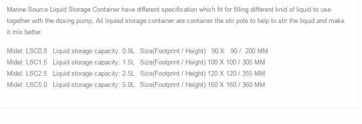 Морской источник аквариум дозирующий насос контейнер для жидкости 0,8 литров 1,5 литров 2,5 литров 5,0 литров