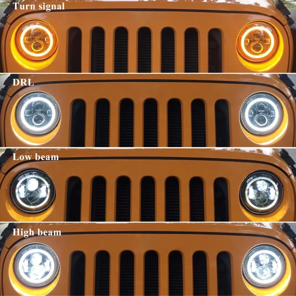 Светодиодные фары 2x7 дюймов 60 Вт H4 для Wrangler 7 круглые Lada 4x4 Urban нива Land Rover 90/110