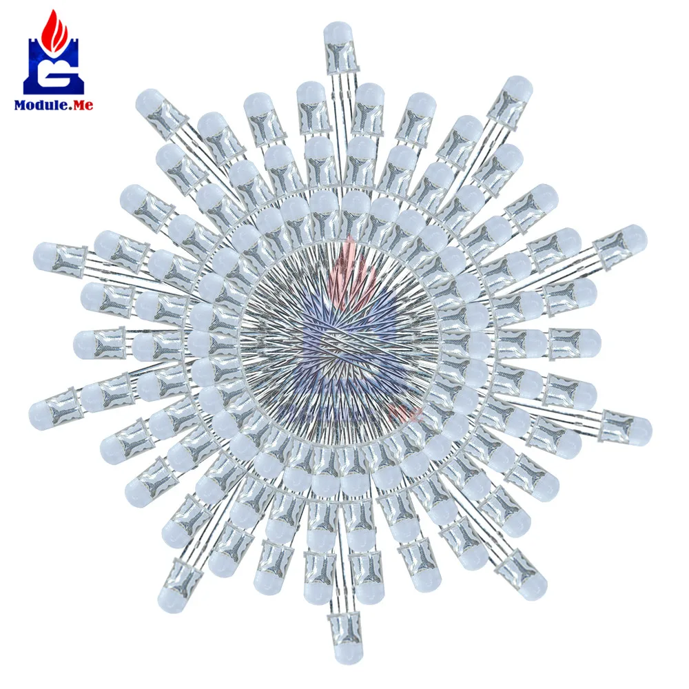 

100PCS/Lot Multicolor 4 Pin 5mm RGB LED Diode Light Lamp Tricolor Round Common Anode LED 5 mm Light Emitting Diode