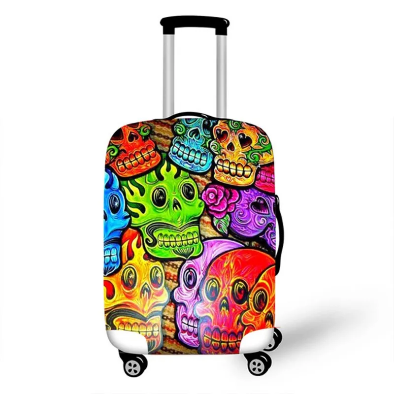 Skull Suitcase Cover Protector For 18-32 Inch Trolley Case Elastic Thick Travel Dust Cover Baggage Luggage Protective Cover - Цвет: V21