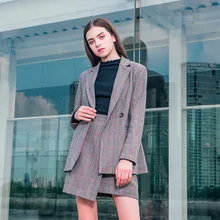 Новинка, осенне-зимние женские серьги-гвоздики E0938 в клетку, маленький костюм, куртка, пальто