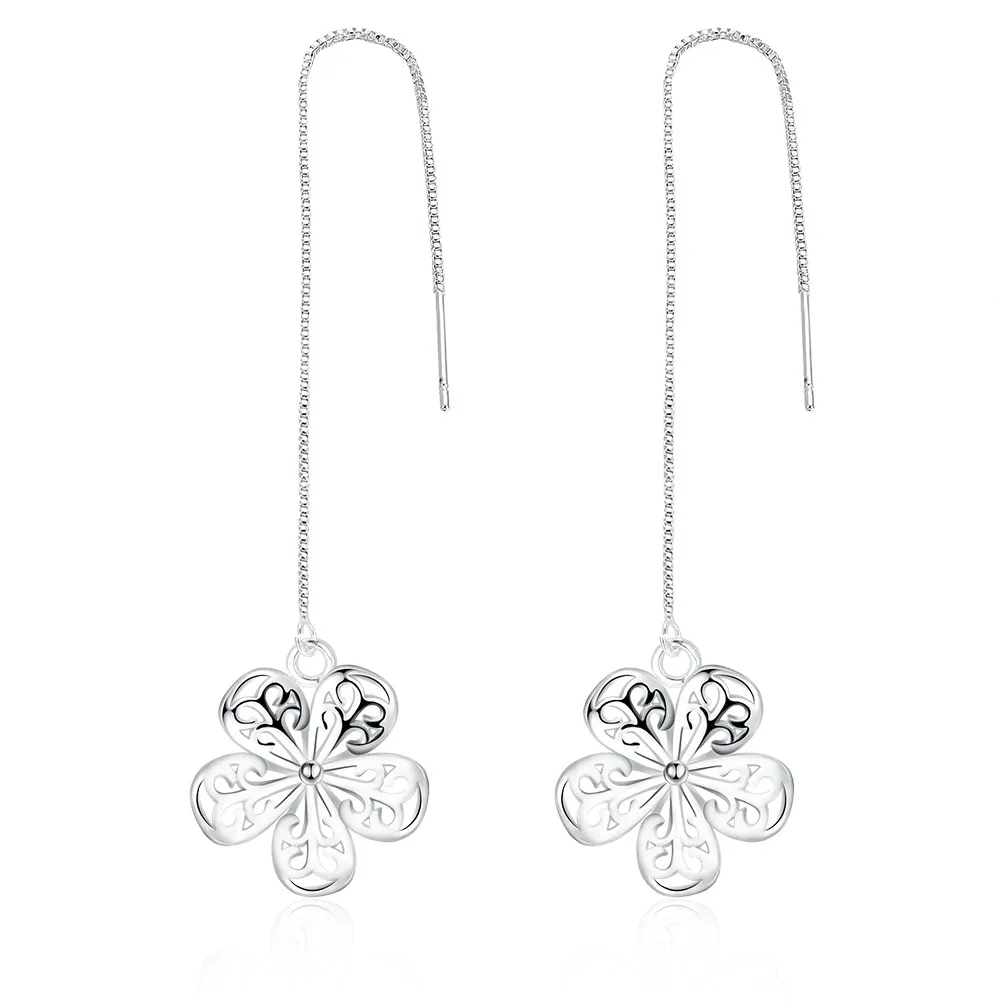Fashion Long Earrings Flower Shape Pendant Dangle Silver Color Women Charm Drop High Quality Jewelry | Украшения и аксессуары