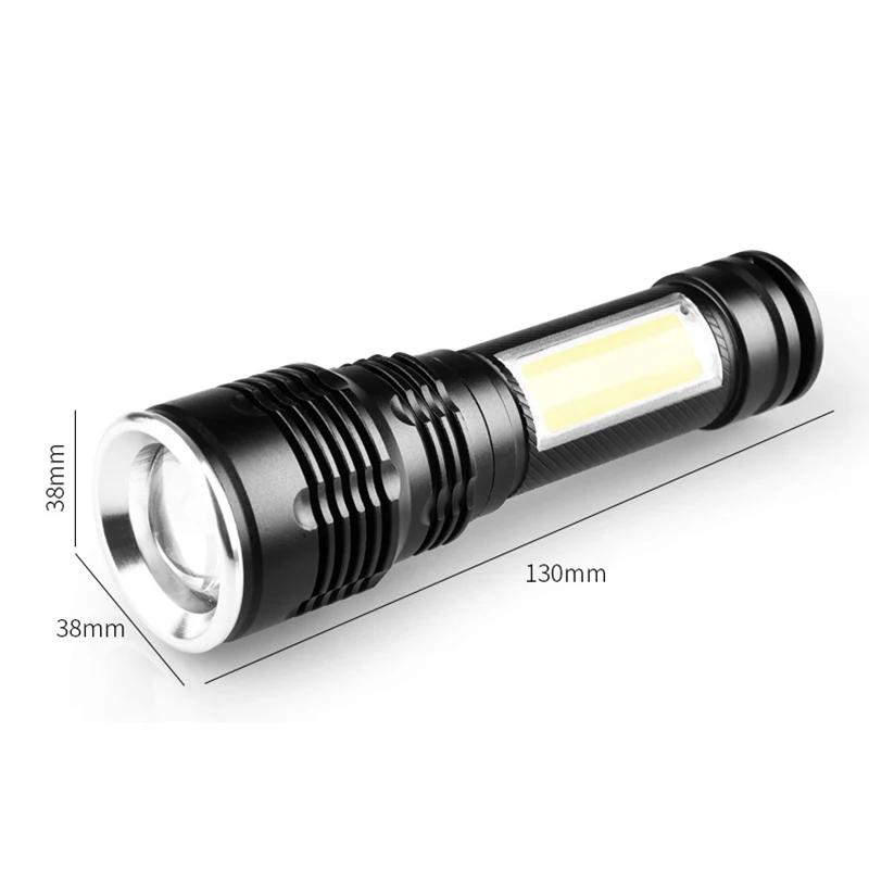 AIMIHUO Cree T6 LED Flashlight Powerful Telescopic Zoom Flashlight LED Waterproof Torch Mini COB Work Light Night Fishing Torch (9)