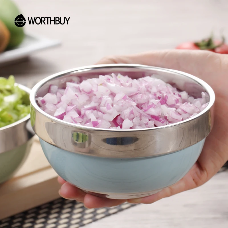 WORTHBUY 1Pcs Stainless Steel Rice Bowl Colorful Baking Finish Salad Fruit Soup Thermos For Food With Leak Proof Lid|rice bowl|stainless steel rice