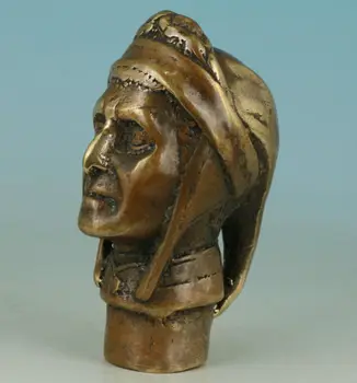 

Chinese Old Asian Chinese Old BRASS Hand Carved Indian Statue Walking Stick Head decoration brass factory outlets