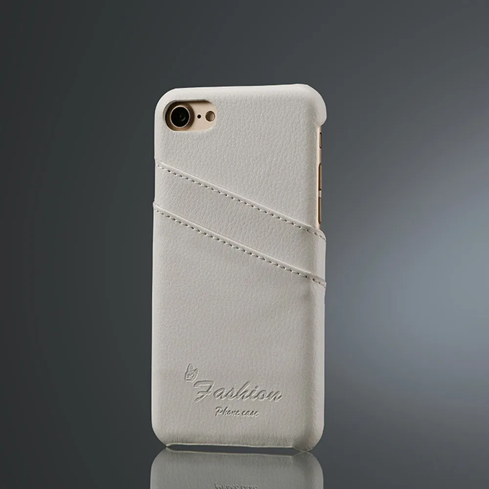 Белый) Fierre Shann для iPhone 7 чехол из натуральной кожи чехол s для iPhone 8 чехол личи шаблон карты карман ультра тонкая задняя крышка