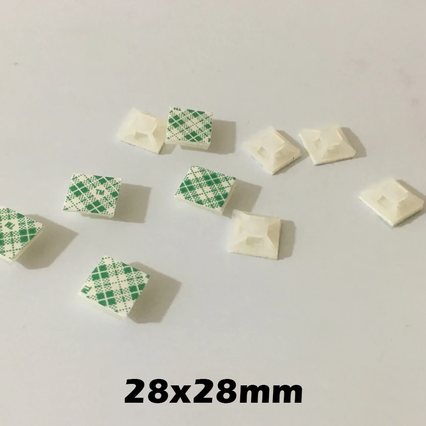 

50pcs 28x28mm 28*28 White Black Nylong Square Plastic 3M Glue Self Adhesive Wire Zip Fixed Seat Holder Cable Tie Mount Base