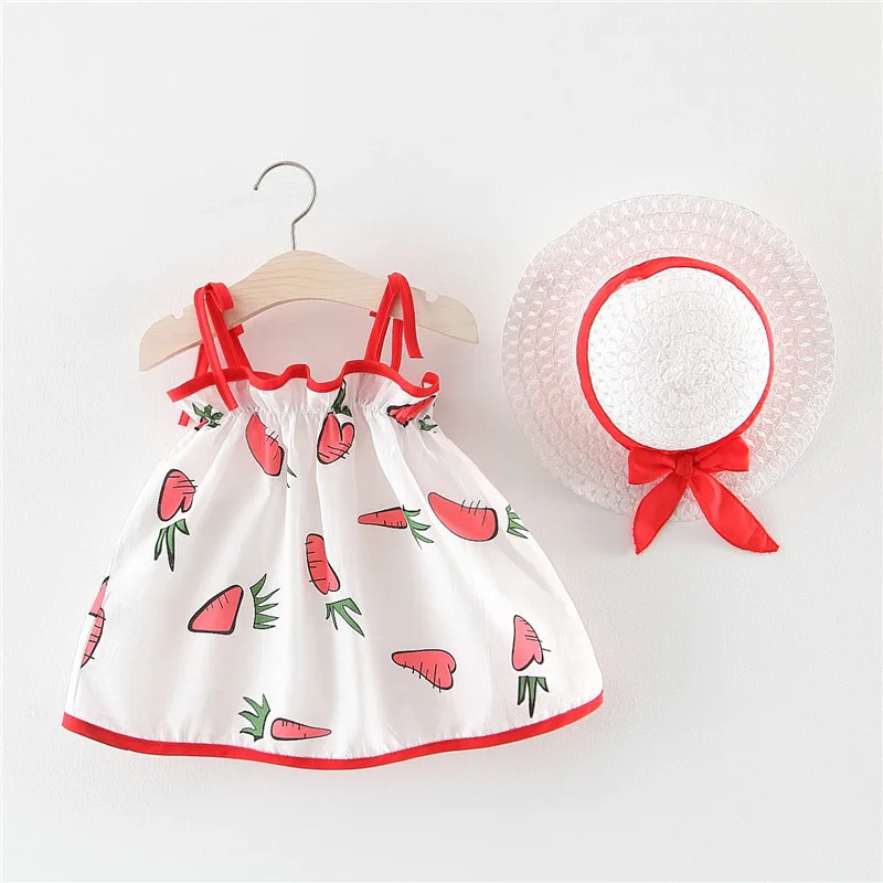 Melario/Одежда для маленьких девочек летнее платье для малышей с бантом и шляпой; комплект одежды из 2 предметов; платья для новорожденных и малышей свадебное платье; Vestidos