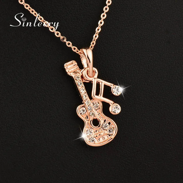 SINLEERY музыкальная нота колье с кулоном гитара серебро розовое золото цвет цепи бренд ювелирные изделия Xl268 SSB