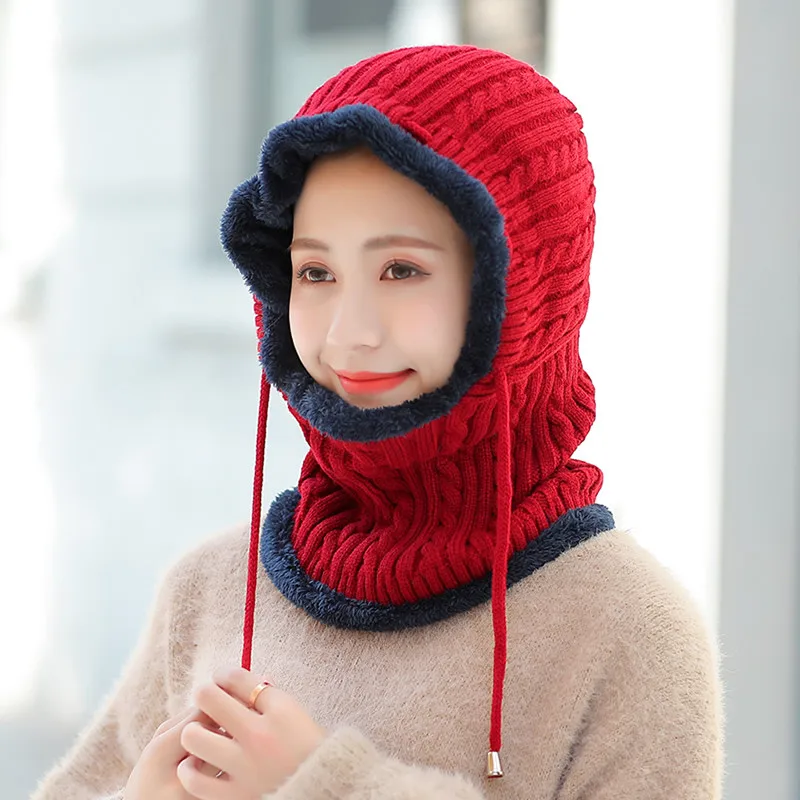 

Winter Knitted Hat Beanie Female Scarf Skullies Beanies Winter Hats For Women Men Caps Gorras Bonnet Mask Brand Hats 2019