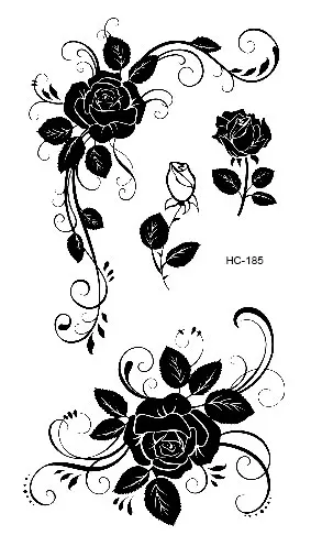 HC1185 Женская Сексуальная вспышка на палец поддельная Татуировка наклейка s черно-белые цветы Роза дизайн переводная временная татуировка наклейка