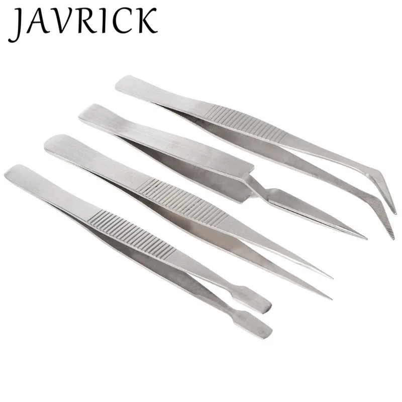 

4 Pcs/set Precision Stainless Steel Tweezers Set For Beauty Nail Art Handmade Jewelry Making Crafts Picking Tools
