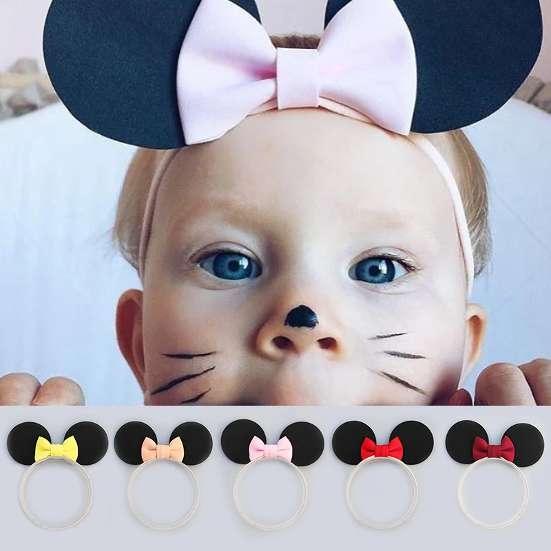 

Children Headwear Girls Lovely Mouse Ear Headband Bow Headband Toddler Head Bands Photography Props Baby Kids Hair Bandage 2019