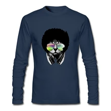 Home Wear Long Sleeve Screw Neck Cotton Afro Cat Men’s T Shirt Top Cheap Wholesale Men Tee Shirt