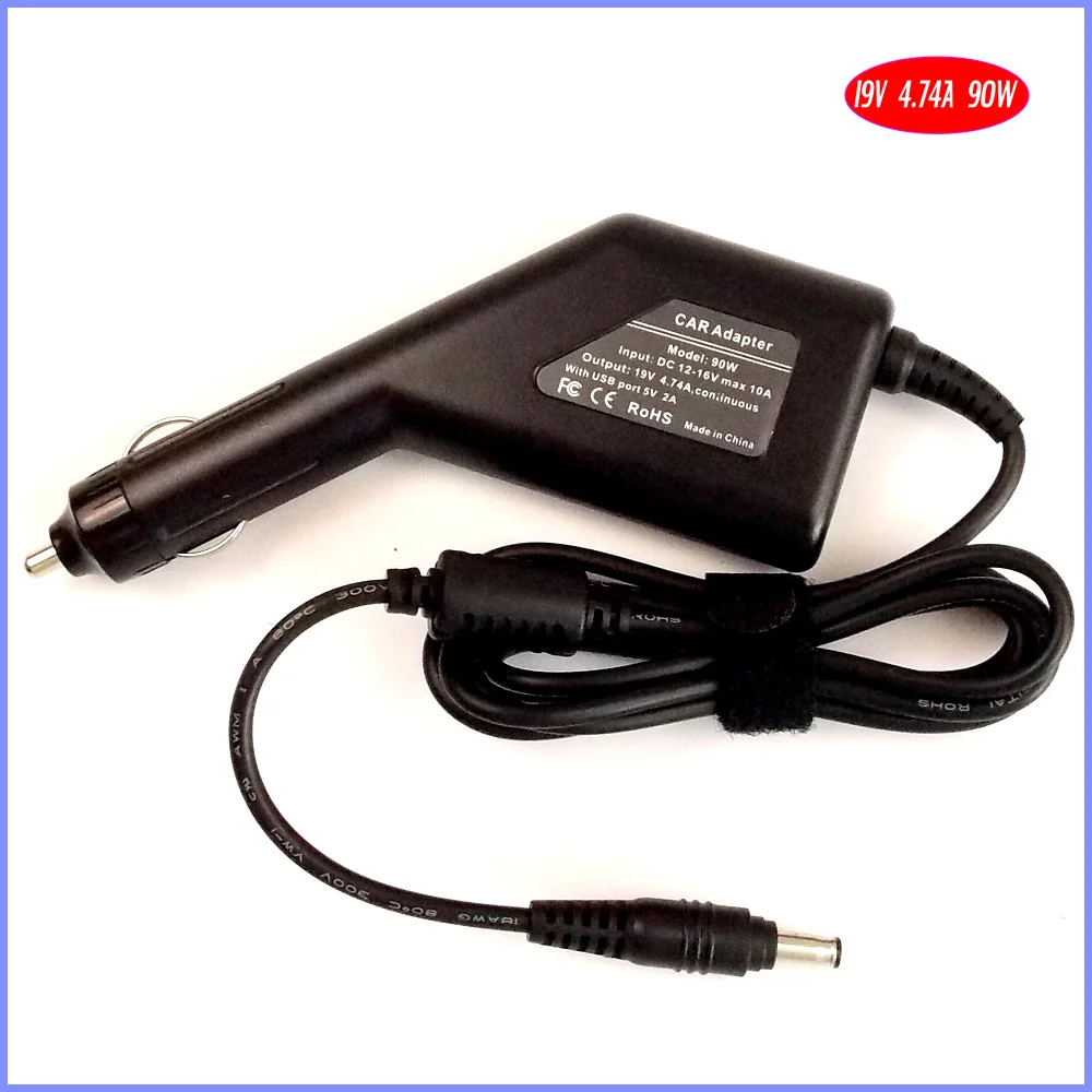 19V 4.74A 90W ноутбук автомобильный DC адаптер зарядное устройство + USB (5V 2A) для Samsung RC410