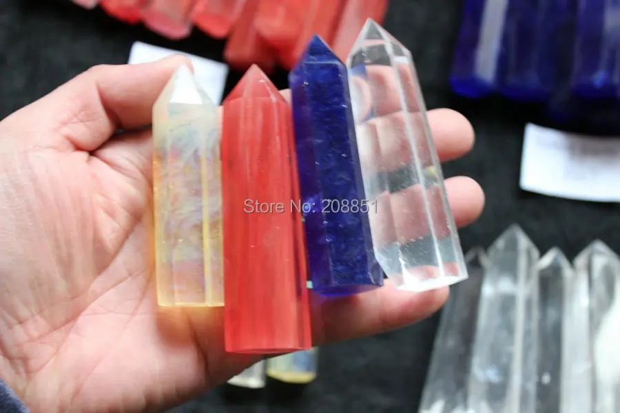4 Pieces of Colorful Melting Quartz Crystal Points Pendant Polished