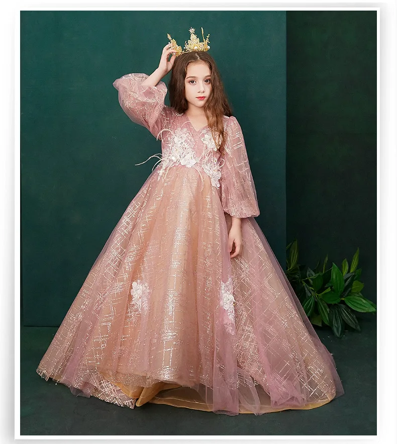 Нарядные платья для девочек на свадьбу; элегантное кружевное платье из тюля с аппликацией для первого причастия; вечерние платья для детей; торжественное платье принцессы с юбкой-пачкой