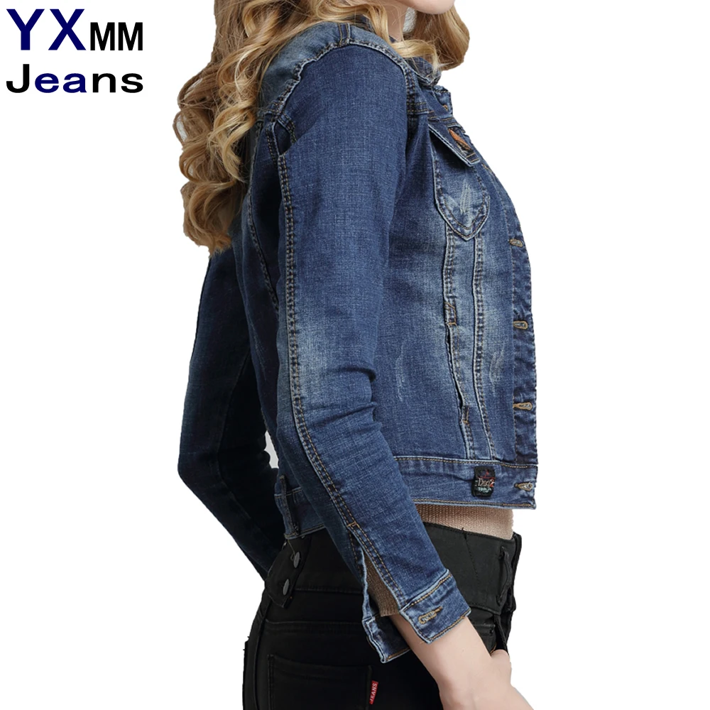 YXMM Fashion Jeans Jacket Women 2XL Spring Hand Brush Long Sleeve