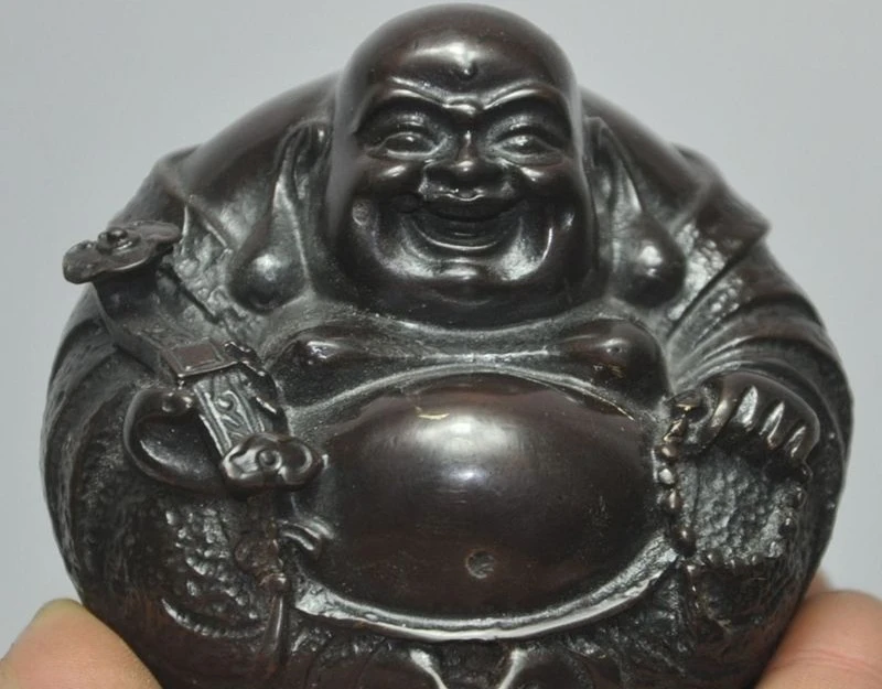 

chinese tibet buddhism bronze wealth ruyi happy laugh Maitreya Buddha statue