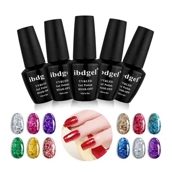 

ibdgel 24PCS Diamond gel Series Nail Gel Polish New Colors UV LED Gel Polish 15ml black bottle Lot Nail Art Glitter
