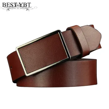 

Best YBT Men leather Belt fashion Alloy smooth buckle Belt men fashion Individual Plate buckle casual retro cowboy Belt