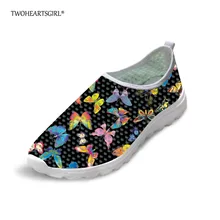 Twoheartsgirl/черные красивые женские сетчатые туфли с бабочками для девочек; Лоферы для отдыха; женские уличные сандалии с принтом кота; повседневная обувь