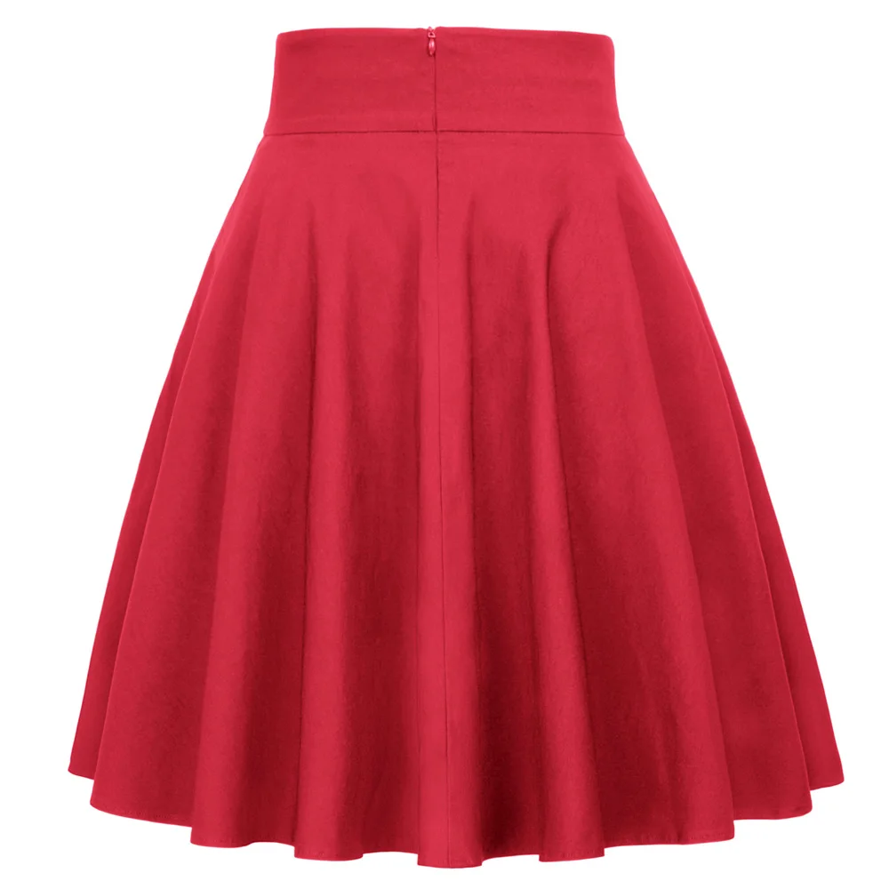 Плиссированная юбка трапециевидной формы женские сплошного цвета с кнопками, украшенные высокой талией в классическом винтажном и ретро-стиле Вечерние расклешонное платье