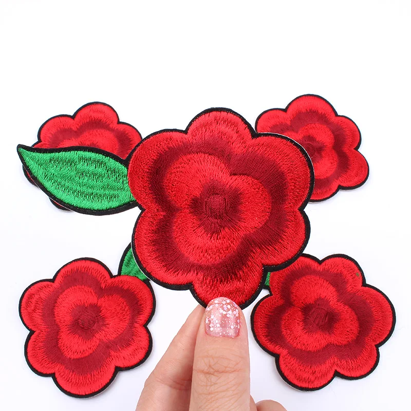 10 шт./лот патчи с вышивкой в виде Розы Diy наклейки для шитья одежды пальто значки