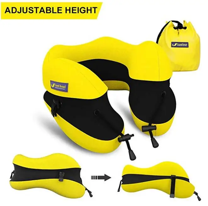 

Adjustable Height Travel Neck Pillow Memory Foam U-Shaped Travel Pillow for Airplane Travel, Ergonomic Design Neck Chin Support