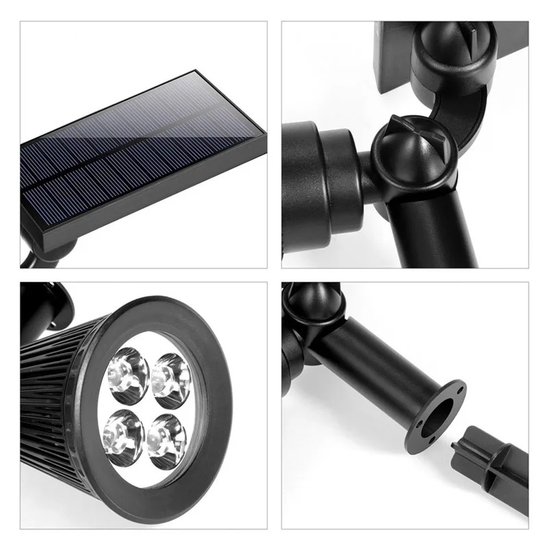 Solares à Prova Água ao ar Holofotes para o Jardim Khlitec Pack Solar Focos Led Wall Paisagem Luz Ajustável 2-em-1 d' Livre 2 4 8 KHLITEC 2 4 Pack Solar Focos LED