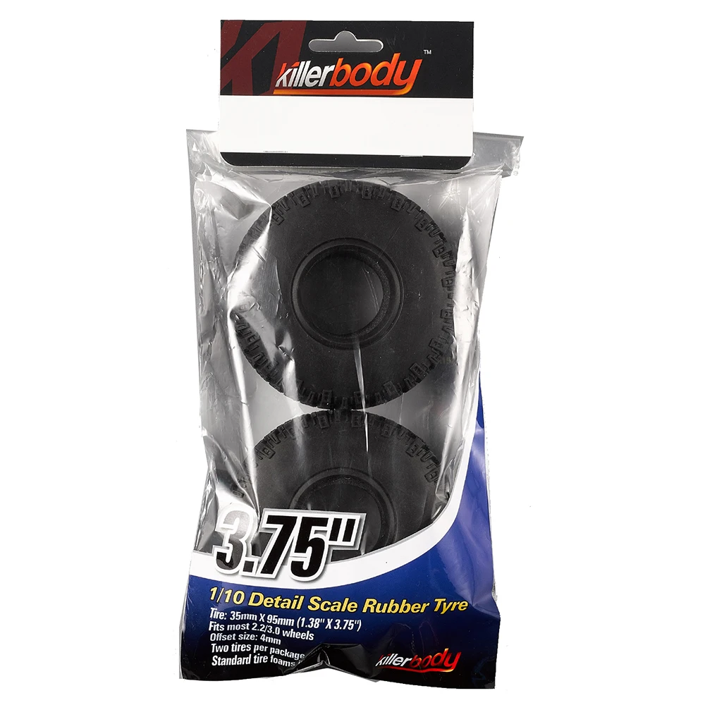 

2PCS 3.75 inch Rubber Tyre for 1.55 Inch Wheel 1:10 Axial SCX10 RC4WD D90 Traxxas TRX-4 RC Car RC Rock Crawler