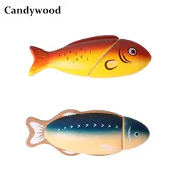 Candywood деревянные Магнитные высокого качества милые водных существ рыбы Кухня игрушки Детские Дети разделки рыбы играть дома игрушки Для