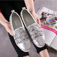NEW 2016 Spring Fall Glitter Style Brand Women Snakes Loafers Flats Shoes Woman Casual Slip on Platform a Pedal Lazy Shoes M1.5