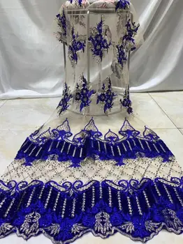 

fashionable tulle embroidery french net lace fabric David-5.1911 with beads for party dress