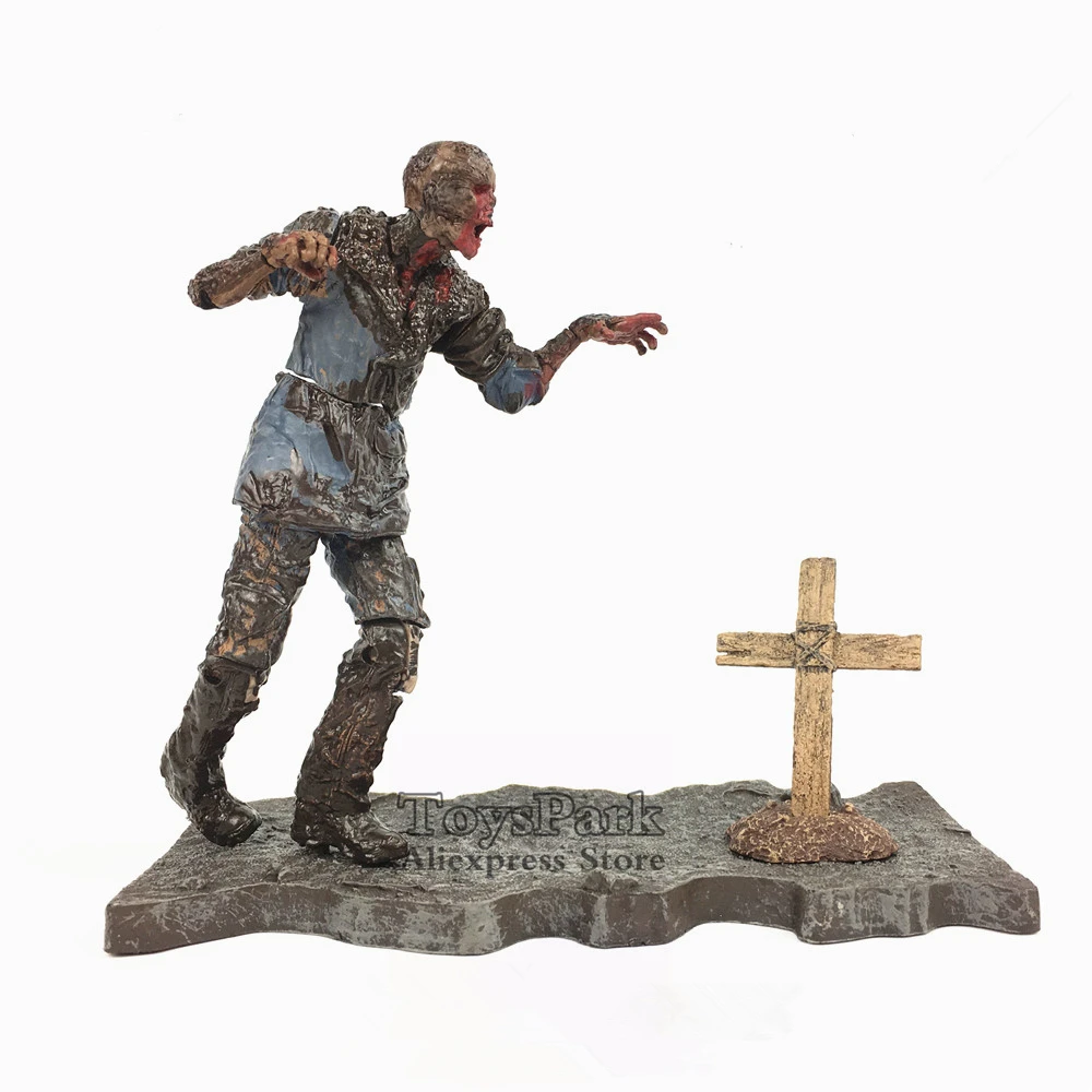 

The Walking Dead 5" Mud Walker Zombie Action Figure With Base Tombston AMC TV Series 7 Doll Toy Model Movie Collectible Original