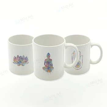 

Nordic Watercolor Buddha Figure Lotus Flower Print Kitchen Ceramic Water Cup Creative Girl Gifts Custom Coffee Tea Beer Mugs Set