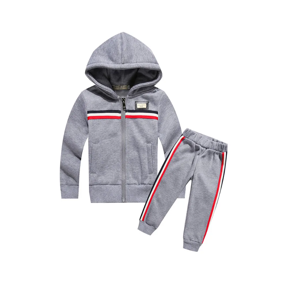 

Boys Tracksuits Sets Outdoor Cotton Toddler Jackets + Pants Children Clothing Sets with Hood Zipper Closure Kids Clothes Brand