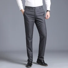 Мужские штаны Бизнес Повседневное Чистый Цвет Штаны в полоску мужской, Азиатский Размер 29, 30, 31, 32, 33, 34, 36, 38, Для мужчин брюки серого и черного цветов