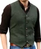 Men's Suit Formal V Neck Wool Herringbone Tweed Casual Waistcoat Formal Business Vest Groomman For Wedding Green/Black/Brown 1