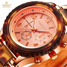 KINGSKY Relojes Mujer Ladies Top Marca de Lujo de Oro Rosa Reloj de Cuarzo de Aleación de Moda Mujer de Negocios Reloj de Pulsera Relogio Feminino