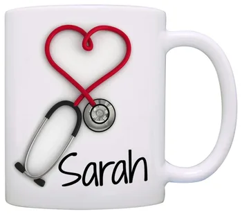 

Personalized!! Stethoscope Coffee Mug, a Funny and Unique Gift for Nurses and Doctors, Printed on Both Sides!