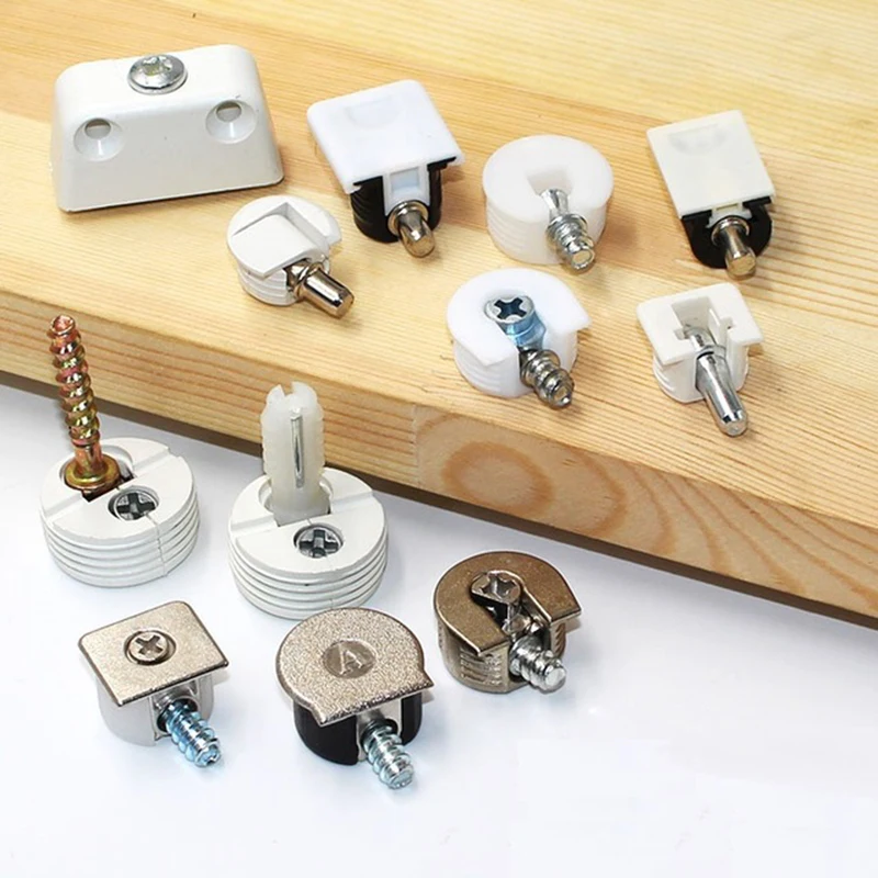 White 20 Pieces Thread Cam Lock Shelf Support Pin Cam Lock Cabinet Shelf Support Holder Bracket Studs Pins for Furniture Kitchen Cabinet