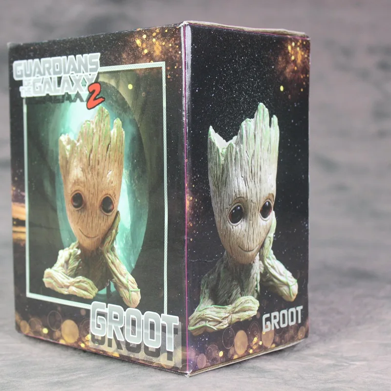 

Marvel Avengers Tree Flowerpot Vases Baby Action Figures Cute Model Toy Pen Pot holder PVC Hero Model Vessel for Home decoration