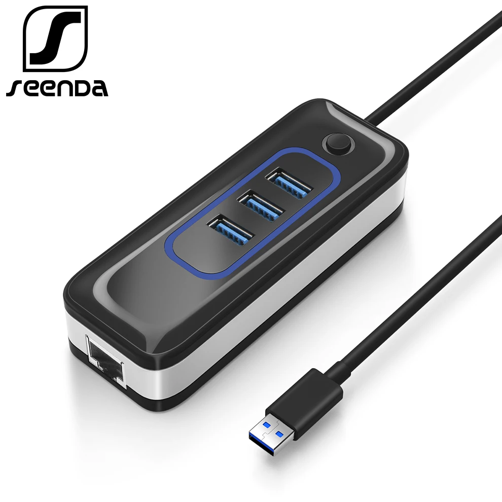 

SeenDa USB HUB 3.0 Ethernet Adapter RJ45 Lan Network Adapter For Macbook Laptop Computer USB Splitter with Power Adapter