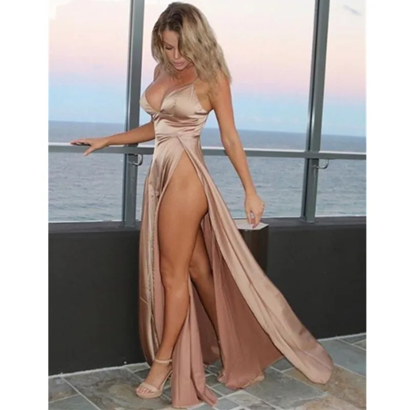 

Gown Elegant Gothic Dress Women Hippie Chic Harajuku Goth Gown Long Fashion Nova Woman V Neck Hollow Out Split Dress for Party