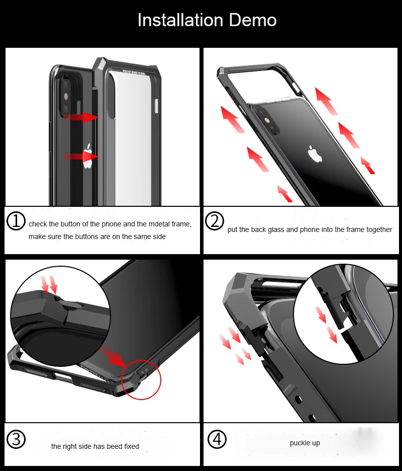 Online Carcasa de aluminio de lujo de Metal para iPhone X XS XR XS Max Super claro de vidrio templado funda de armadura híbrida para iPhone 7 8 Plus