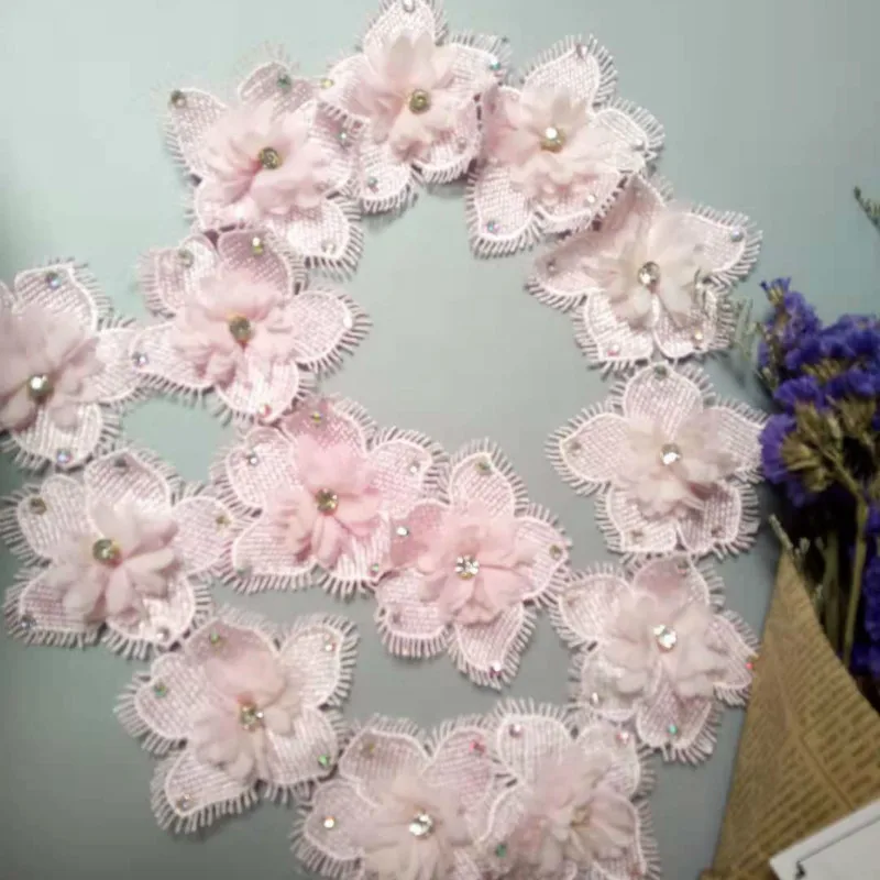 

1 Yard African Lace Fabric 2018 High Quality Cotton Flower Diamond Embroidered Lace Trim Ribbon Sewing Supplies Craft Decoration