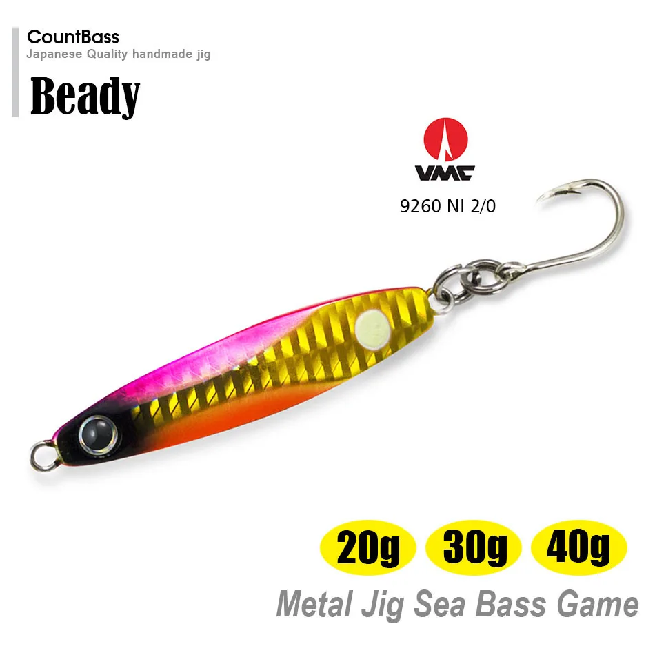 5pcs 20g 30g 40g Fishing Jigs with VMC single hook, Metal Jig Lures